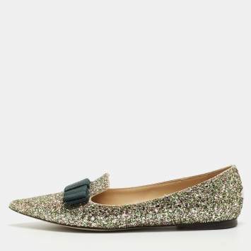 Pre Owned Jimmy Choo Multicolor Glitter Gala Smoking Slipper Size 37