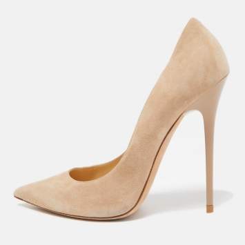 Pre Owned Jimmy Choo Beige Suede Romy Pointed Toe Pumps Size 38