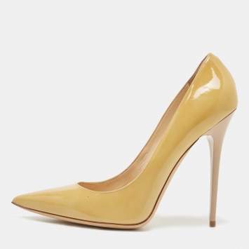 Pre Owned Jimmy Choo Beige Patent Love Pointed Toe Pumps Size 41