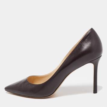 Pre Owned Jimmy Choo Dark Brown Leather Romy Pumps Size 40 