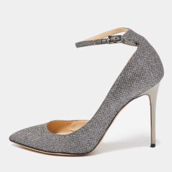 Pre Owned Jimmy Choo Grey Lurex Fabric Lucy Pumps Size 36