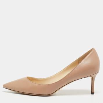 Pre Owned Jimmy Choo Beige Leather Romy Pumps Size 41