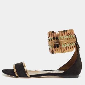 Pre Owned Jimmy Choo Black Suede Kimro Flat Sandals Size 40