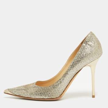 Pre Owned Jimmy Choo Silver/Gold Glitter Romy Pumps Size 38