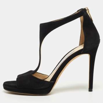 Pre Owned Jimmy Choo Black Suede Lana Sandals Size 35