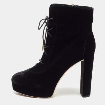 Pre Owned Jimmy Choo Black Velvet Deon Ankle Boots Size 38