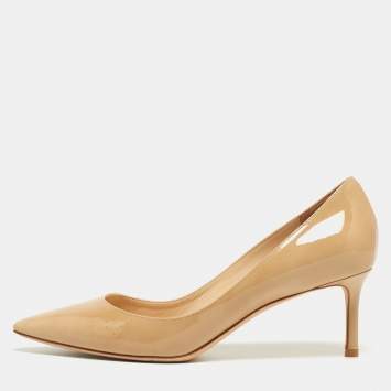Pre Owned Jimmy Choo Beige Patent Leather Romy Pumps Size 39