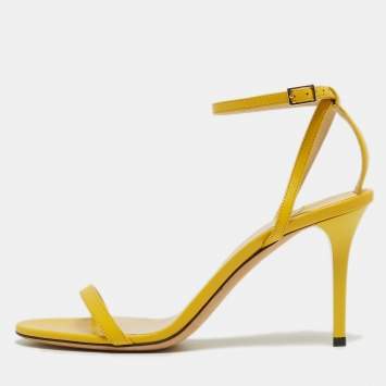 Pre Owned Jimmy Choo Yellow Leather Minny Ankle Strap Sandals Size 39