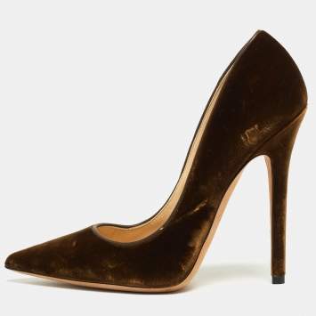 Pre Owned Jimmy Choo Brown Velvet Romy Pumps Size 37