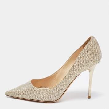مملوكة مسبقًا Jimmy Choo Gold Glitter Romy Pointed Toe Pumps Size 36