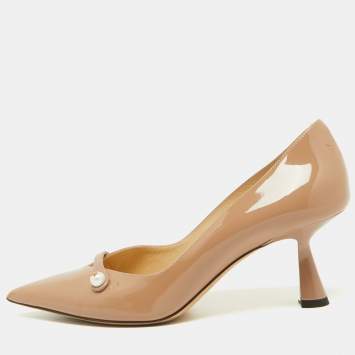 Pre Owned Jimmy Choo Beige Patent Leather Rosalia Pumps Size 36.5