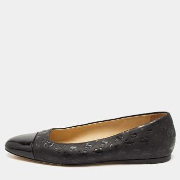 Pre Owned Jimmy Choo Black Patent and Leather Ballet Flats Size 36