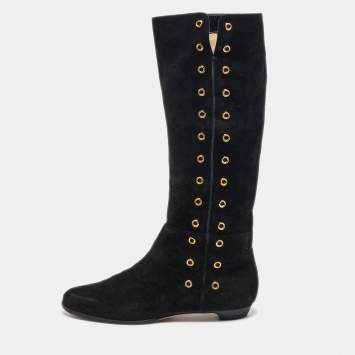 Pre Owned Jimmy Choo Black Suede Knee Length Boots Size 36