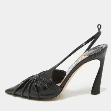 Pre Owned Jimmy Choo Black Leather Slingback Pumps Size 35