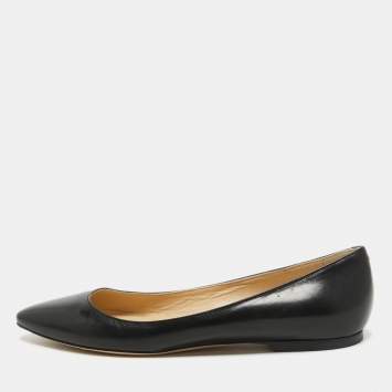 Pre Owned Jimmy Choo Black Leather Ballet Flats Size 39