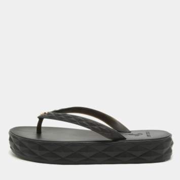 Pre Owned Jimmy Choo Black Rubber Platform Thong Sandals Size 36 