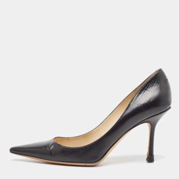 Pre Owned Jimmy Choo Black Leather Love Pumps Size 38