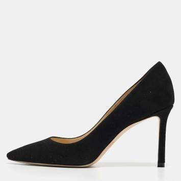 Pre Owned Jimmy Choo Black Suede Romy Pumps Size 35.5