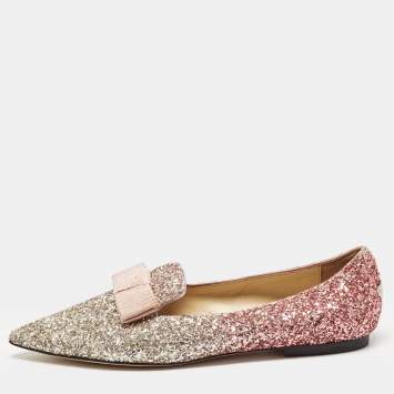 Pre Owned Jimmy Choo Multicolor Glitter Galan Smoking Slipper Size 38
