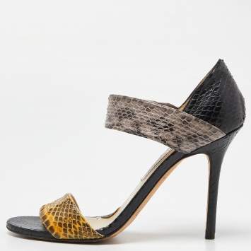 Pre Owned Jimmy Choo Multicolor Snakeskin Ankle Strap Sandals Size 39.5