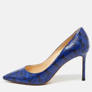 Pre Owned Jimmy Choo Blue/Black Watersnake Leather Romy Pumps Size 40