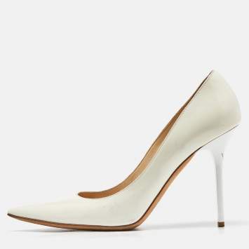 Pre Owned Jimmy Choo White Patent Leather Romy Pointed Toe Pumps Size 39