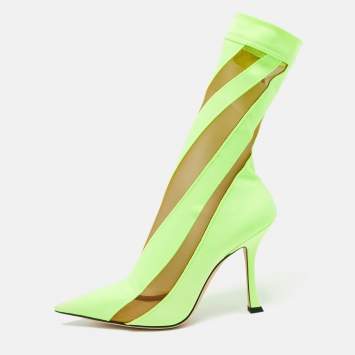 Pre Owned Jimmy Choo Green Mesh and Nylon Sock Boots Size 39 