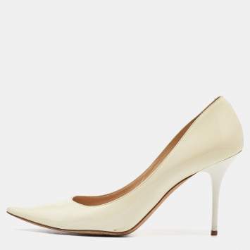 Pre Owned Jimmy Choo White Patent Leather Romy Pointed Toe Pumps Size 41