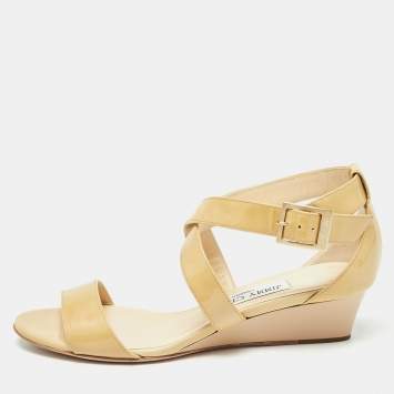 Pre Owned Jimmy Choo Yellow Patent Leather Chiara Sandals Size 36