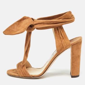 Pre Owned Jimmy Choo Brown Suede Ankle Strap Sandals Size 38