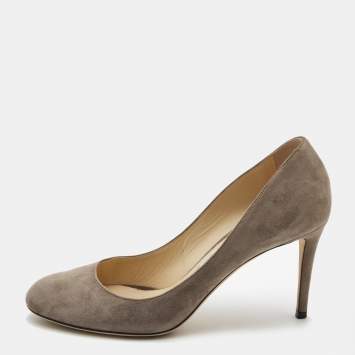 Pre Owned Jimmy Choo Grey Suede Round Toe Pumps Size 38