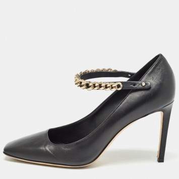 Pre Owned Jimmy Choo Black Leather Malva Pumps Size 41