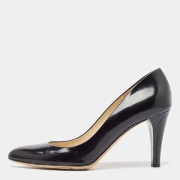 Pre Owned Jimmy Choo Black Leather Bridget Pumps Size 38