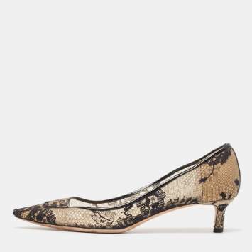 Pre Owned Jimmy Choo Black Lace Romy Pumps Size 37