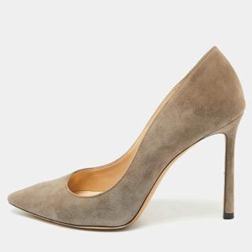 Pre Owned Jimmy Choo Grey Suede Romy Pumps Size 35.5