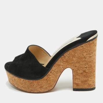 Pre Owned Jimmy Choo Black Suede Deedee Slide Sandals Size 38.5