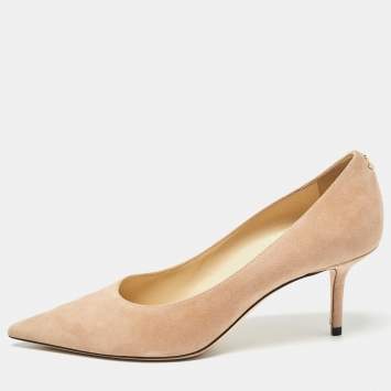 Pre Owned Jimmy Choo Light Pink Suede Love Pumps Size 38