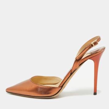 Pre Owned Jimmy Choo Metallic Leather Tilly Slingback Pumps Size 37