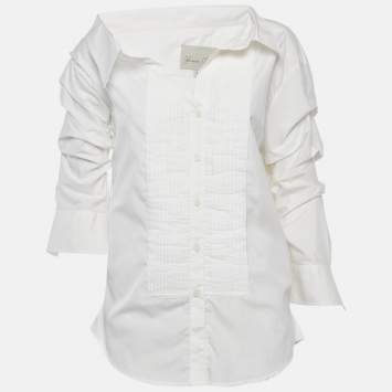 Pre Owned Johanna Ortiz White Cotton Pintuck Detail Shirt S