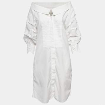 Pre Owned Johanna Ortiz White Cotton Button Front Jo March Dress S