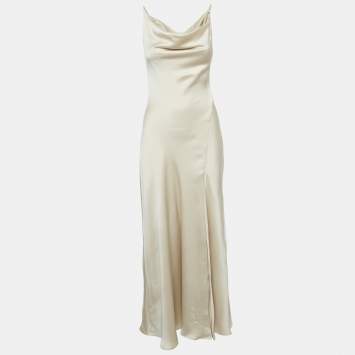 Pre Owned Jonathan Simkhai Cream Satin Sleeveless Maxi Dress XS