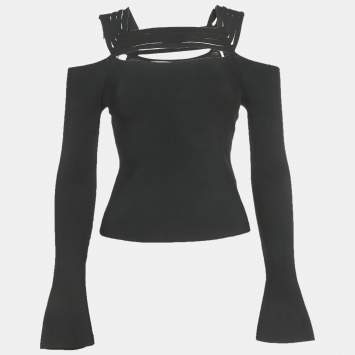 مملوكة مسبقًا Jonathan Simkhai Black Sarah Ribbed Top XS