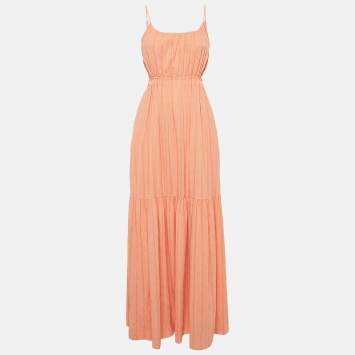 Pre Owned Jonathan Simkhai Swim Orange Cotton Blend Sleeveless Maxi Dress S