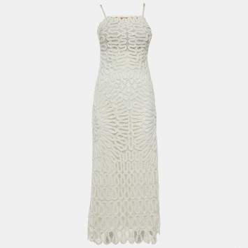 Pre Owned Jonathan Simkhai White Lace Cage Crochet Elise Dress XS