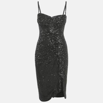 Pre Owned Jonathan Simkhai Black Sequined Midi Dress S