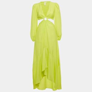 Pre Owned Jonathan Simkhai Neon Green Cut -Out Jaelynn Maxi Dress XS