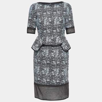 Pre Owned Jonathan Simkhai Blue/Black Patterned Nylon and Cotton Short Dress S