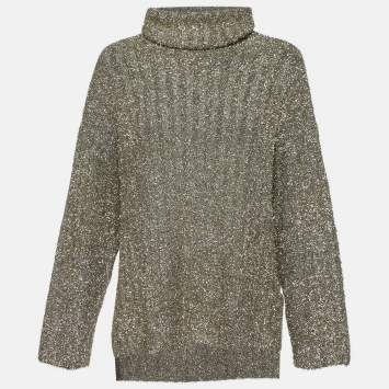 Pre Owned Joseph Metallic Lurex Knit High Neck Jumper XS