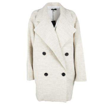 Pre Owned Joseph Beige Stone Summer Tweed Double Breasted Maubert Coat L
