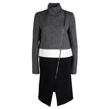 Pre Owned Joseph Tricolor Techno Tweed  Zip Detail Preston Long Coat M